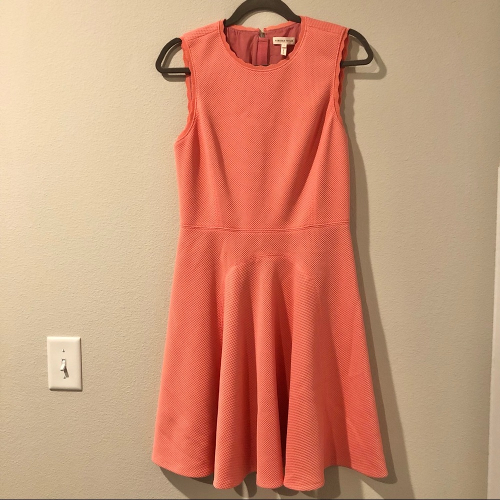 Rebecca Taylor Scalloped Edge Orange Mini Dress